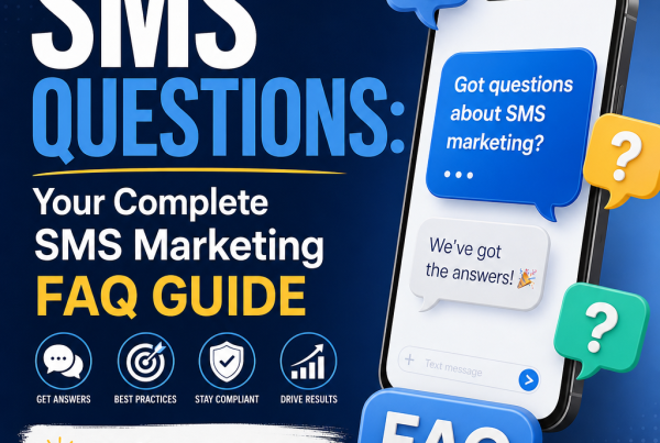 FAQ guide on SMS marketing questions, with answers on compliance, timing, and best practices