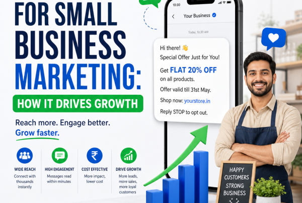 Small business owner using bulk SMS marketing to reach customers and drive growth