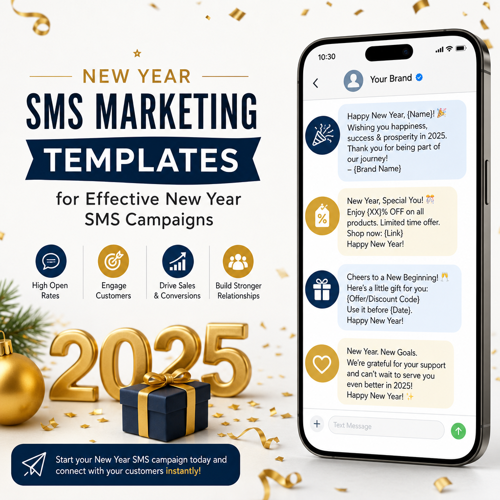 New Year SMS marketing templates for 2025 campaigns to engage customers and boost sales