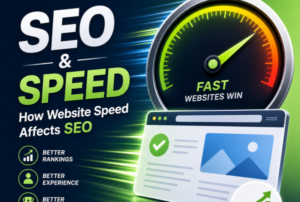 Speedometer illustrating faster website speed improving SEO rankings and user experience